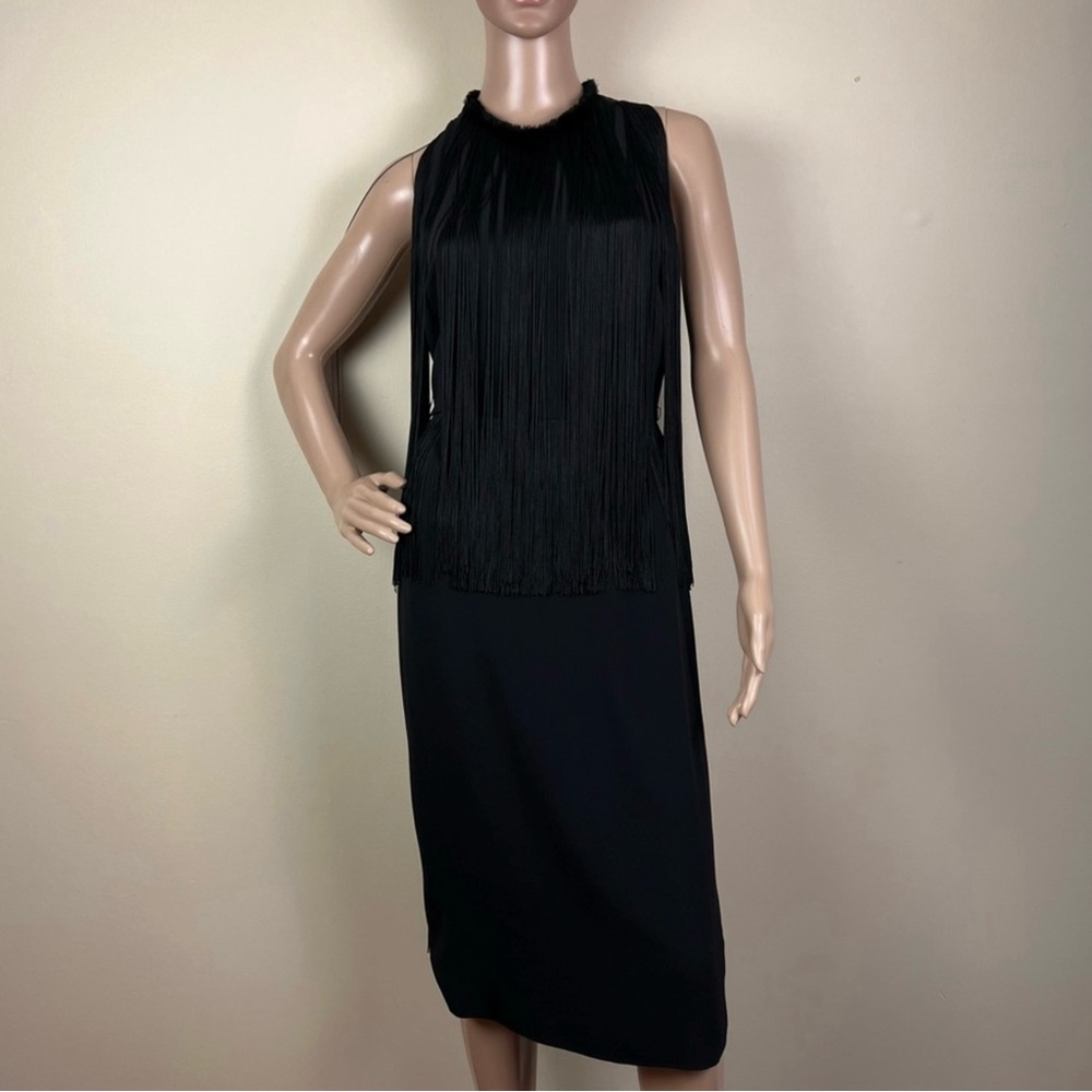 STELLA MCCARTNEY BLACK SLEEVELESS FRINGE DRESS - Picture 2 of 9